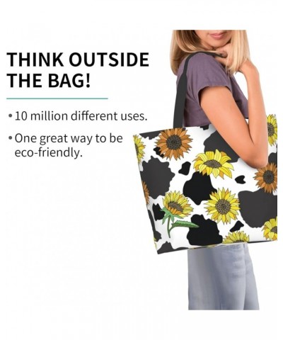 FlowerSkull Tote Bag Shoulder Bag for Women 19.7x15.7Inch Cow Sunflower $15.37 Totes