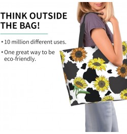 FlowerSkull Tote Bag Shoulder Bag for Women 19.7x15.7Inch Cow Sunflower $15.37 Totes