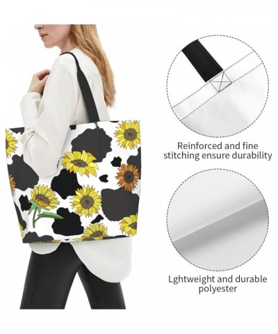 FlowerSkull Tote Bag Shoulder Bag for Women 19.7x15.7Inch Cow Sunflower $15.37 Totes