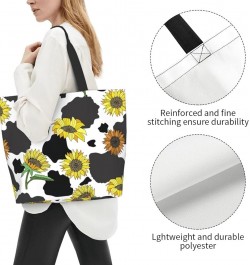 FlowerSkull Tote Bag Shoulder Bag for Women 19.7x15.7Inch Cow Sunflower $15.37 Totes