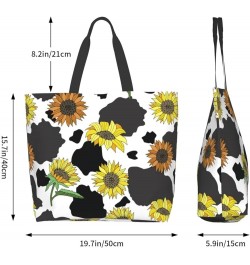 FlowerSkull Tote Bag Shoulder Bag for Women 19.7x15.7Inch Cow Sunflower $15.37 Totes