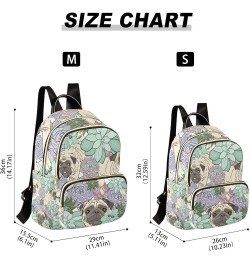 Women Backpack Succulent Pug Dog Anti-Theft Travel Backpack with Luggage Belt Lightweight Handbag Lady Purse Roomy Double Zip...