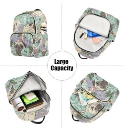 Women Backpack Succulent Pug Dog Anti-Theft Travel Backpack with Luggage Belt Lightweight Handbag Lady Purse Roomy Double Zip...