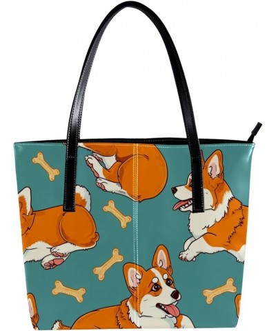 Tote Bag, Vegan Leather Large Tote Bag, Women's Tote Handbags, Corgi Dog Cartoon Animal, Tote Bags Women Pattern 5003 $21.92 ...