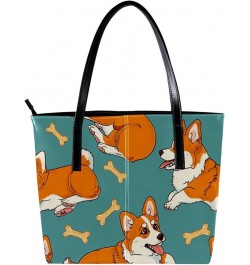 Tote Bag, Vegan Leather Large Tote Bag, Women's Tote Handbags, Corgi Dog Cartoon Animal, Tote Bags Women Pattern 5003 $21.92 ...