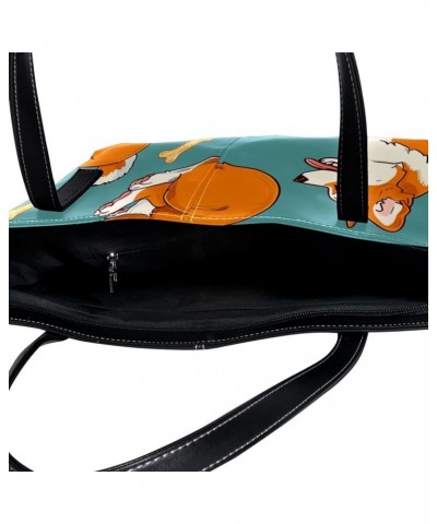 Tote Bag, Vegan Leather Large Tote Bag, Women's Tote Handbags, Corgi Dog Cartoon Animal, Tote Bags Women Pattern 5003 $21.92 ...