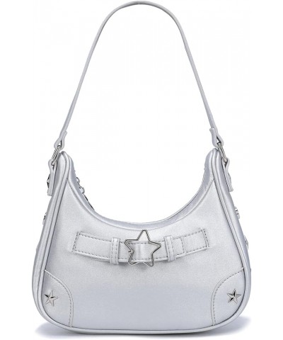 Women's Shoulder Bags Y2k Clutch Purse Leather Hobo Tote Bag A_silver $16.65 Shoulder Bags