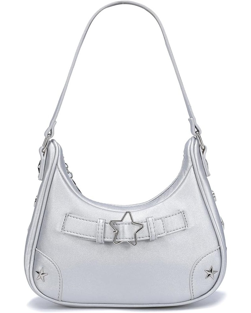 Women's Shoulder Bags Y2k Clutch Purse Leather Hobo Tote Bag A_silver $16.65 Shoulder Bags