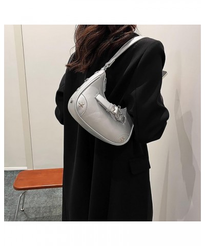 Women's Shoulder Bags Y2k Clutch Purse Leather Hobo Tote Bag A_silver $16.65 Shoulder Bags