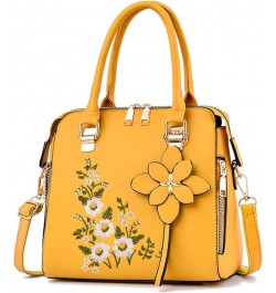 Square Bag for Women Stylish Embroidery Top Handle Satchel Handbags Purse Tote Ladies Work Wedding Shoulder Bag Yellow $27.89...