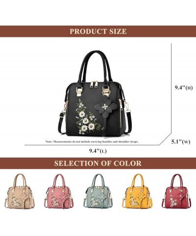 Square Bag for Women Stylish Embroidery Top Handle Satchel Handbags Purse Tote Ladies Work Wedding Shoulder Bag Yellow $27.89...