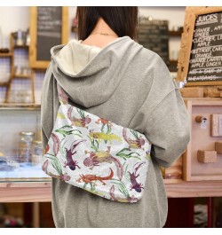 Women Boho Handbag Axolotl Watercolor Kawaii Wildlife Underarm Bag Tote Bag Shoulder Bag Crossbody Bag Fluffy Cell Phone Purs...