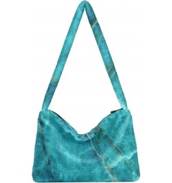 Women Boho Bag Aqua Natural Marble Cool Handbag Underarm Bag Tote Bag Shoulder Bag Crossbody Bag Fluffy Cell Phone Purse Lady...