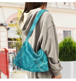 Women Boho Bag Aqua Natural Marble Cool Handbag Underarm Bag Tote Bag Shoulder Bag Crossbody Bag Fluffy Cell Phone Purse Lady...