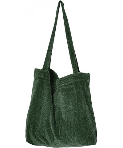 Versatile Large Capacity Shopping Bag Leisure Art Corduroy Simple Retro Women'S Shoulder Bag Darkgreen $8.66 Shoulder Bags