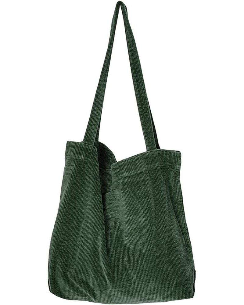 Versatile Large Capacity Shopping Bag Leisure Art Corduroy Simple Retro Women'S Shoulder Bag Darkgreen $8.66 Shoulder Bags