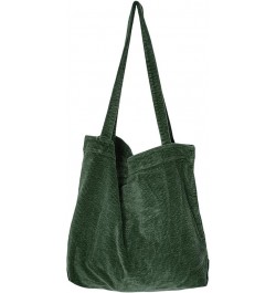 Versatile Large Capacity Shopping Bag Leisure Art Corduroy Simple Retro Women'S Shoulder Bag Darkgreen $8.66 Shoulder Bags