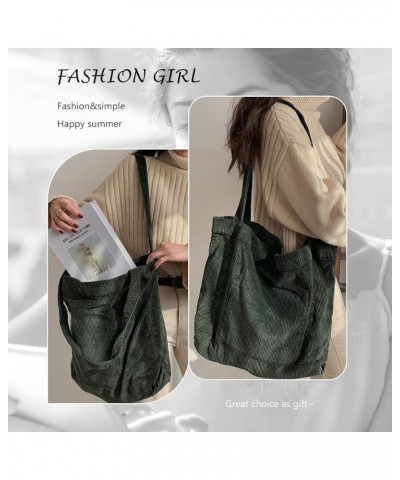 Versatile Large Capacity Shopping Bag Leisure Art Corduroy Simple Retro Women'S Shoulder Bag Darkgreen $8.66 Shoulder Bags