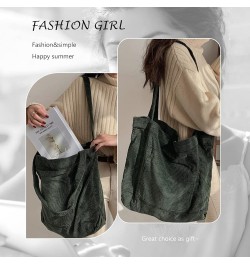 Versatile Large Capacity Shopping Bag Leisure Art Corduroy Simple Retro Women'S Shoulder Bag Darkgreen $8.66 Shoulder Bags