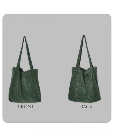 Versatile Large Capacity Shopping Bag Leisure Art Corduroy Simple Retro Women'S Shoulder Bag Darkgreen $8.66 Shoulder Bags