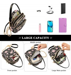 Floral Pink Rose Theme Women's Crossbody Handbags with Zipper, Casual Leather Cell Phone Purse Crossbody Bags for Ladies $13....