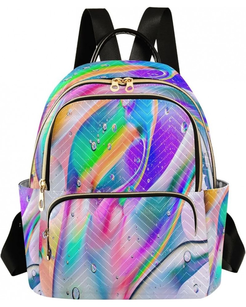 Backpack Purse for Women Colorful Macro Oil Drops Casual Shoulder Bag Small Backpack M Medium $13.52 Backpacks