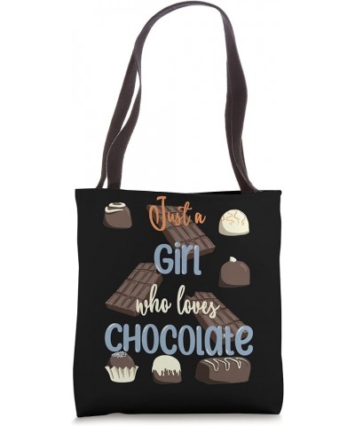 Just A Girl Who Loves Chocolate Funny Retro Chocolate Lovers Tote Bag 16 inches $11.37 Totes