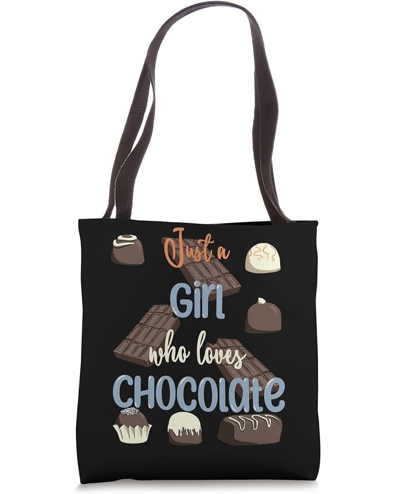 Just A Girl Who Loves Chocolate Funny Retro Chocolate Lovers Tote Bag 16 inches $11.37 Totes