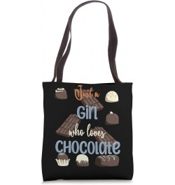 Just A Girl Who Loves Chocolate Funny Retro Chocolate Lovers Tote Bag 16 inches $11.37 Totes