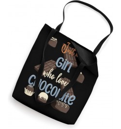 Just A Girl Who Loves Chocolate Funny Retro Chocolate Lovers Tote Bag 16 inches $11.37 Totes