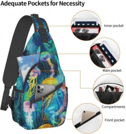 Color Octopus Crossbody Bag Chest Shoulder Bag Small Casual Backpack Suitable For Women Men Hiking Colored Jellyfish $19.81 C...