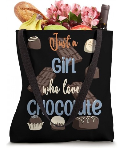 Just A Girl Who Loves Chocolate Funny Retro Chocolate Lovers Tote Bag 16 inches $11.37 Totes