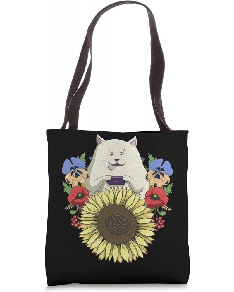 Funny Floral Cat Kawaii Anime Sunflower Cat Lover Blogger Tote Bag $12.66 Totes