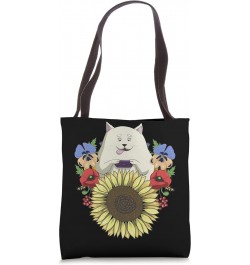 Funny Floral Cat Kawaii Anime Sunflower Cat Lover Blogger Tote Bag $12.66 Totes