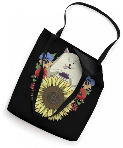 Funny Floral Cat Kawaii Anime Sunflower Cat Lover Blogger Tote Bag $12.66 Totes