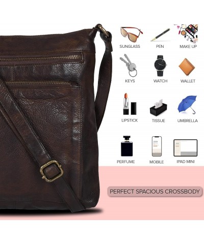 Leather Crossbody Bags for Women - Women's Handbags Bag Adjustable Shoulder purse Brown-8 $19.80 Crossbody Bags