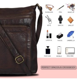 Leather Crossbody Bags for Women - Women's Handbags Bag Adjustable Shoulder purse Brown-8 $19.80 Crossbody Bags