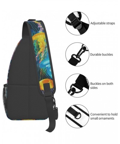 Color Octopus Crossbody Bag Chest Shoulder Bag Small Casual Backpack Suitable For Women Men Hiking Colored Jellyfish $19.81 C...