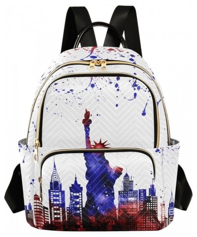 4th of July Women Backpack New York City Statue Liberty Watercolor Anti-Theft Travel Backpack Lightweight Handbag Roomy Weeke...