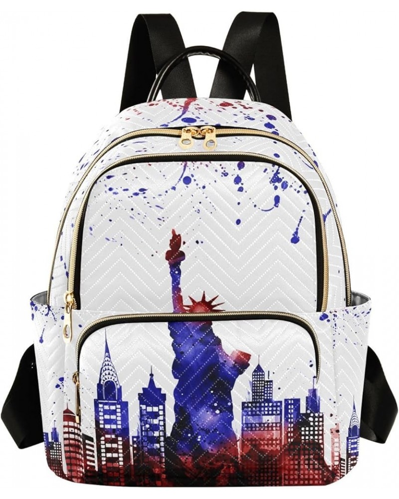 4th of July Women Backpack New York City Statue Liberty Watercolor Anti-Theft Travel Backpack Lightweight Handbag Roomy Weeke...