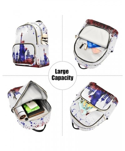 4th of July Women Backpack New York City Statue Liberty Watercolor Anti-Theft Travel Backpack Lightweight Handbag Roomy Weeke...