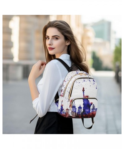 4th of July Women Backpack New York City Statue Liberty Watercolor Anti-Theft Travel Backpack Lightweight Handbag Roomy Weeke...