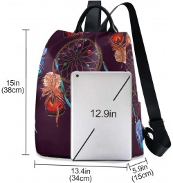 Colorful Boho Dreamcatcher Backpack Purse for Women Travel Bag Anti Theft Back Pack Fashion Shoulder Bag with Adjustable Stra...