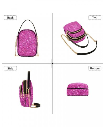 Cell Phone Purse Glitter Love Pink Crossbody Handbag Durable Shoulder Bag Sturdy Travel Pouch Compact Chic Bag for Women Girl...