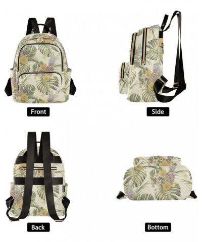 Tropical Flowers Pineapple Palm Leaf Monstera Women Backpack Purse Shoulder Bag Color Small $19.13 Backpacks