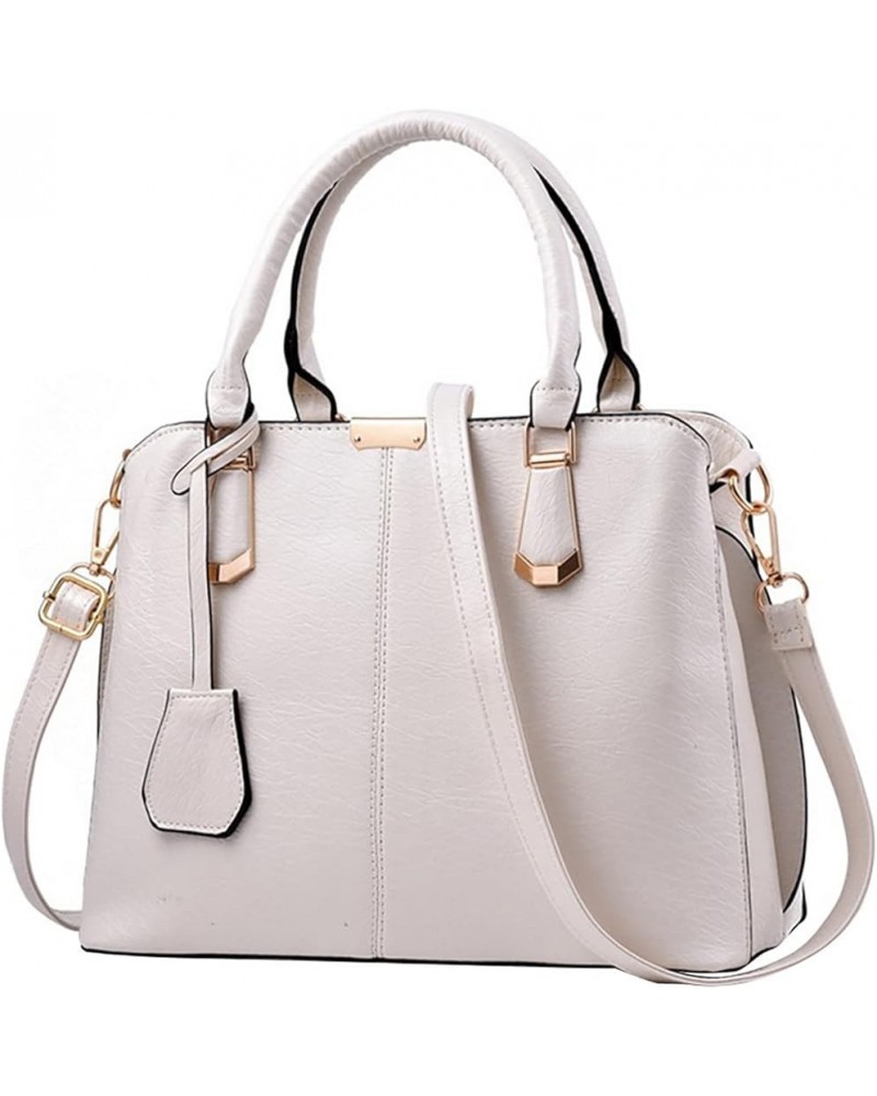 Women's Top-handle Body Handbag Middle Size Purse Durable Leather Tote Bag Purses and Handbags for Women White $19.53 Totes