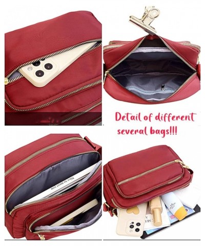 Small Nylon Crossbody Bags for Women, Messenger Bag Travel Purses and Waterproof Shoulder Handbags Pocketbooks Deep Red $10.7...