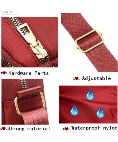 Small Nylon Crossbody Bags for Women, Messenger Bag Travel Purses and Waterproof Shoulder Handbags Pocketbooks Deep Red $10.7...