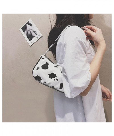 Women Retro Classic Clutch Shoulder Bag Cow Leopard Print Mini Handbag Purse with Zipper Closure Canvas-cow White $7.69 Clutches