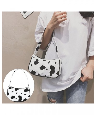 Women Retro Classic Clutch Shoulder Bag Cow Leopard Print Mini Handbag Purse with Zipper Closure Canvas-cow White $7.69 Clutches